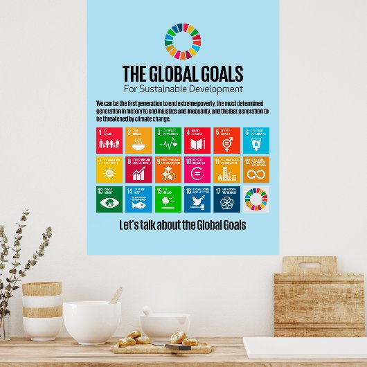 Poster Motivational Wall Art Objectifs mondiaux de durabi (Cuisine)