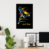 Poster Motivational Words Just Run For Runners (Bureau à domicile)