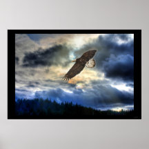 Poster motivationnel Cariboo Bald Eagle & Sunset