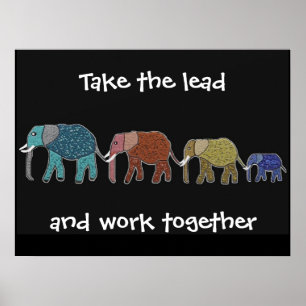 Poster motivationnel des éléphants de plomb
