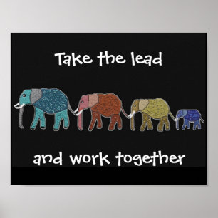 Poster motivationnel des éléphants de plomb
