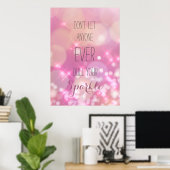 Poster motivationnel Glamorisant rose étincelles (Bureau à domicile)