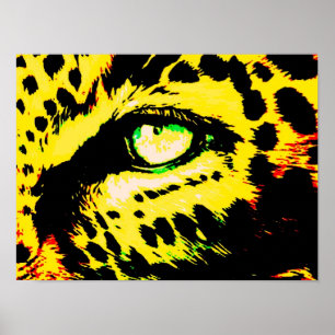 Poster Motivationnel Leopard Oeil Jaune couleur