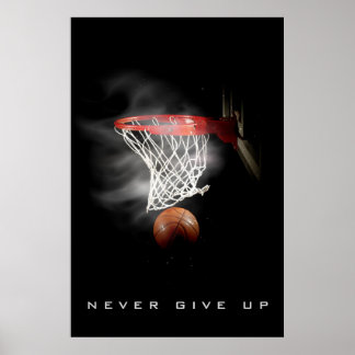 Poster Motivationnel N'Abandonne Jamais Le Basket-Ball
