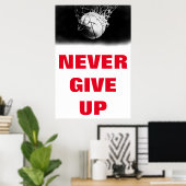 Poster Motivationnel Ne Jamais Abandonner Basketball Styl (Bureau à domicile)