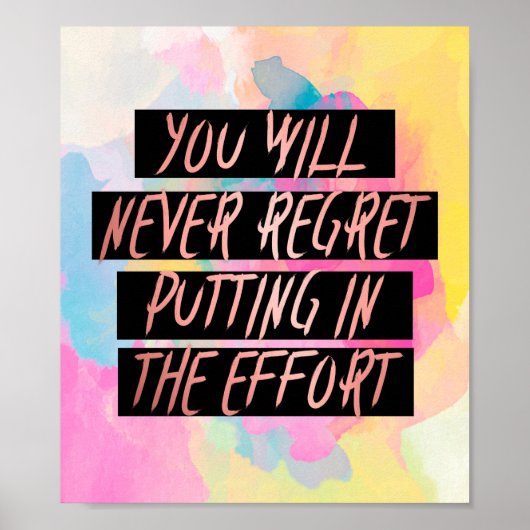 Poster Motivationnel Ne jamais Regret l'Effort Rose Gold (Devant)