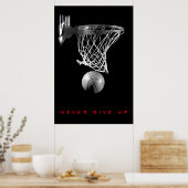 Poster Motivationnel noir blanc n'abandonne jamais le bas (Cuisine)