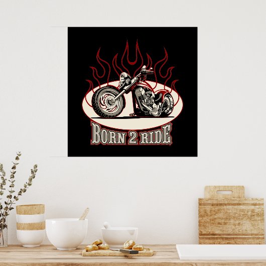 Poster Moto caricature (Cuisine)