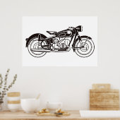 Poster Moto classique noir et blanc (Cuisine)