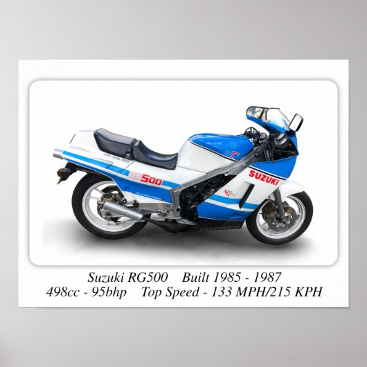 Poster Moto classique Suzuki RG500 "Gamma" - A3 (Devant)