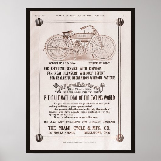 Poster Moto de Miami 1915 (Devant)