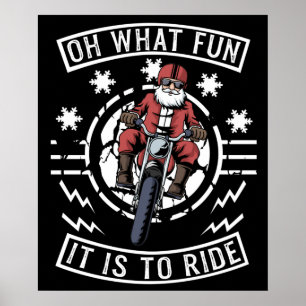 Poster Moto de Noël Santa Claus Biker Papa Bike