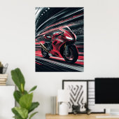 Poster Moto en vitesse sur la piste de course (Bureau à domicile)