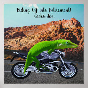 Poster Moto Gecko Personnalisée Pour La Retraite