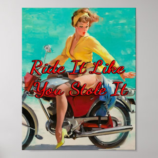 Poster Moto Girl des années 1950 par Gil Elvgren