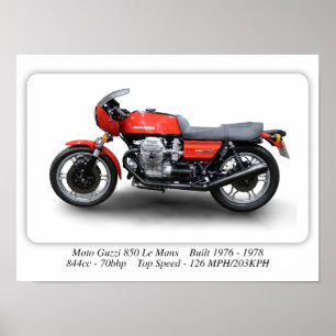 Poster Moto Guzzi 850 Le Mans 1976 Moto - A3 Size