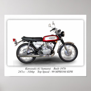 Poster Moto Kawasaki A1 Samurai A3