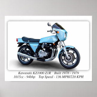 Poster Moto Kawasaki KZ1000 Z1R - Taille A3 Imprimer