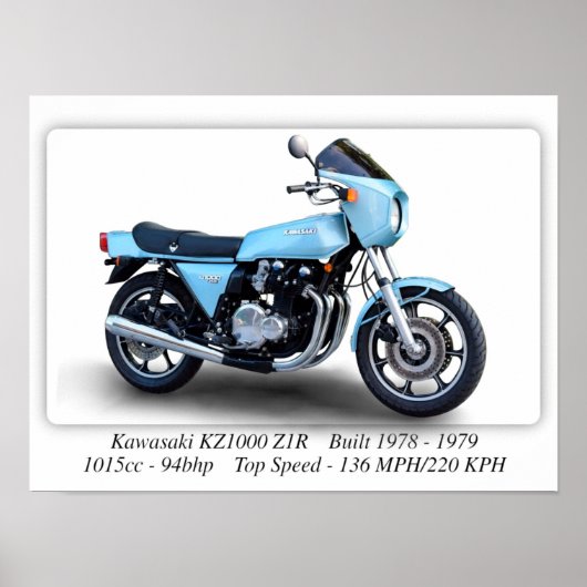Poster Moto Kawasaki KZ1000 Z1R - Taille A3 Imprimer (Devant)