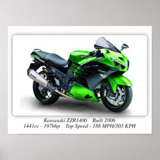 Poster Moto Kawasaki ZZR1400 - A3