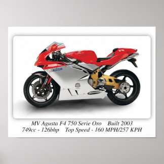 Poster Moto MV Agusta F4750 Serie Oro - Taille A3