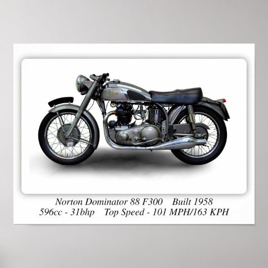 Poster Moto Norton Dominator 88 F300 - Taille A3 (Devant)