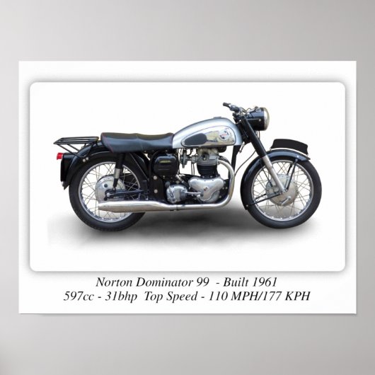 Poster Moto Norton Dominator 99 - A3 (Devant)