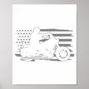 Poster Moto Patriotique Vintage American Flag Biker
