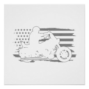 Poster Moto Patriotique Vintage American Flag Biker