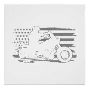 Poster Moto Patriotique Vintage American Flag Biker