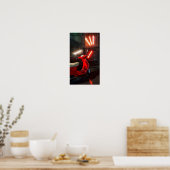 Poster Moto rouge humide dans la pluie (Cuisine)