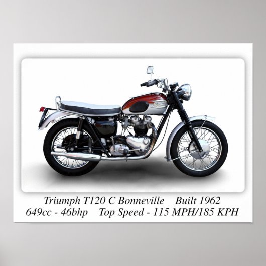 Poster Moto Triumph T120C Bonneville - A3 (Devant)