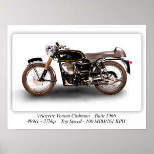 Poster Moto Velocette Venom Clubman 1966 - A3