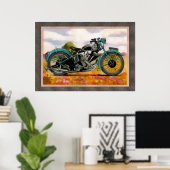 Poster Moto Vintage Aquarelle (Bureau à domicile)