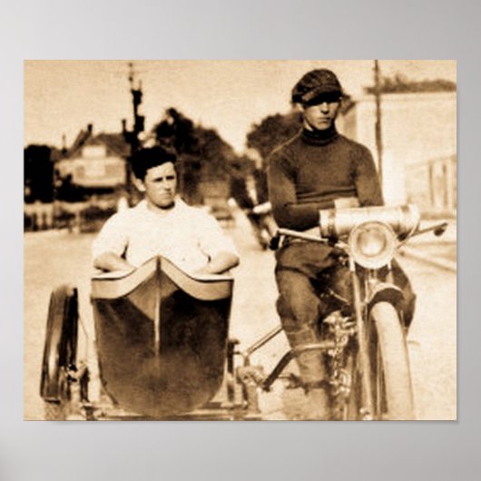 Poster Moto vintage Biker Outlaw et Sidecar (Devant)