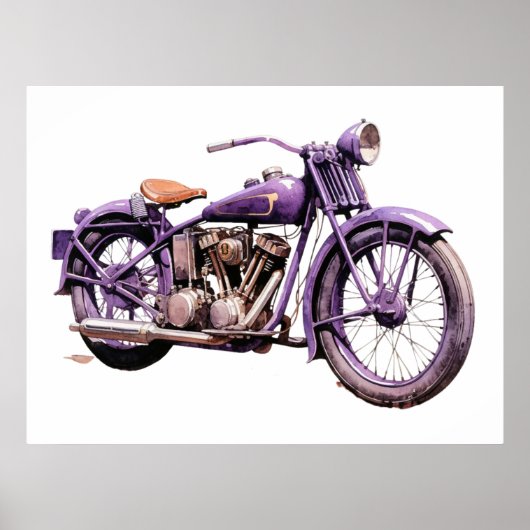Poster Moto Vintage classique Aquarelle (Devant)