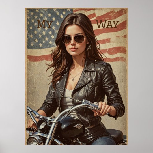 Poster moto vintage fille moto (Devant)