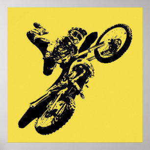 Poster Motocross Art Pop Jaune Motocross Sport