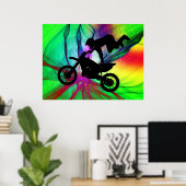 Poster Motocross dans le Web de l'araignée psychédélique (Bureau à domicile)