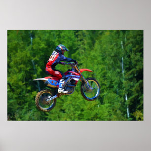 Poster Motocross Dirt-Bike Racer Obtenir de l'air