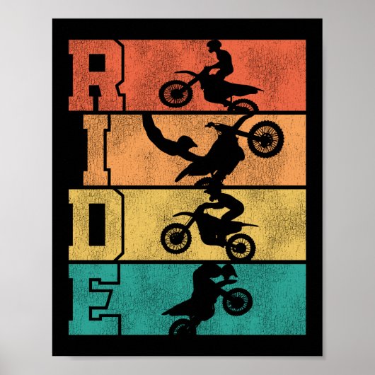 Poster Motocross Dirt Vélo Ride Vintage Retro (Devant)