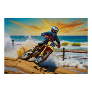 Poster Motocross Racer à Beach Race