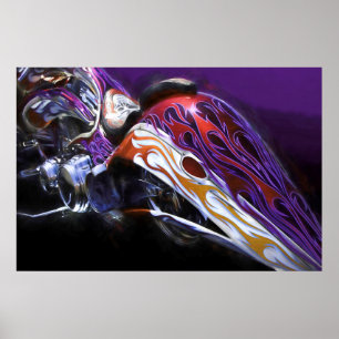 POSTER MOTOCYCLE CHOPPER TAIL D'UN DRAGON