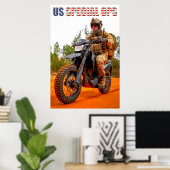 POSTER MOTOCYCLE SPÉCIAL OPS AMÉRICAIN (Bureau à domicile)