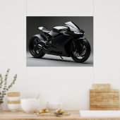 Poster Motocyclette noire (Cuisine)