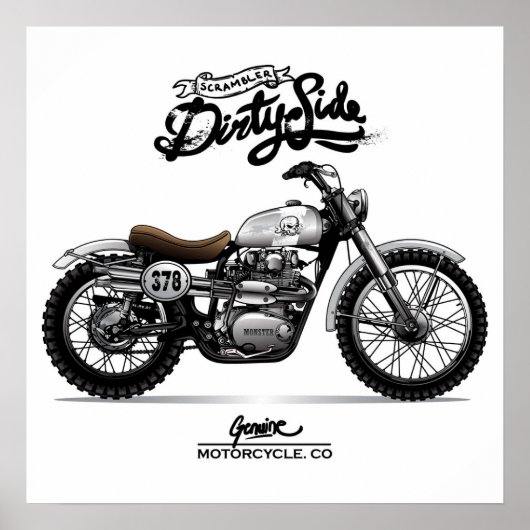 Poster Motocyclette vintage Dirtyside (Devant)
