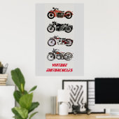 POSTER MOTOCYCLETTES ANCIENNES (Bureau à domicile)