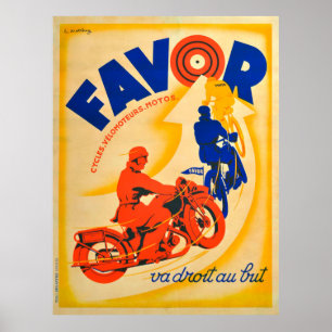 Poster Motocyclettes - Favori - Art Vintage