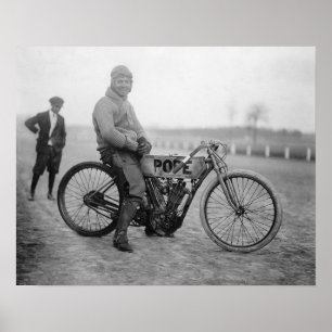 Poster Motocycliste Pope, 1915. Photo ancienne
