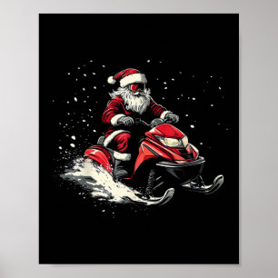 Poster Motoneige de Père Noël Funny Noël